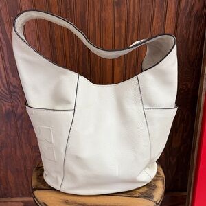 Tory Burch Cream Leather Shoulder Hobo